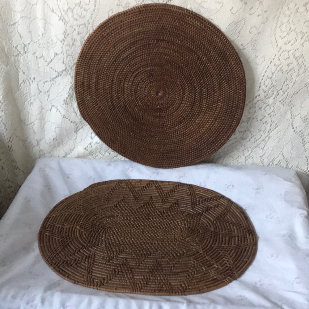 COPY - Two Ratten Woven Trivets Hot Plates